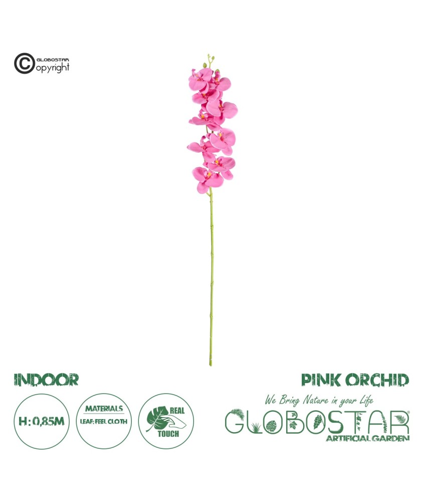 GloboStar® Artificial Garden  PINK ORCHID BRANCH 21131 Τεχνητό Διακοσμητικό Κλαδί Ορχιδέας Y85cm